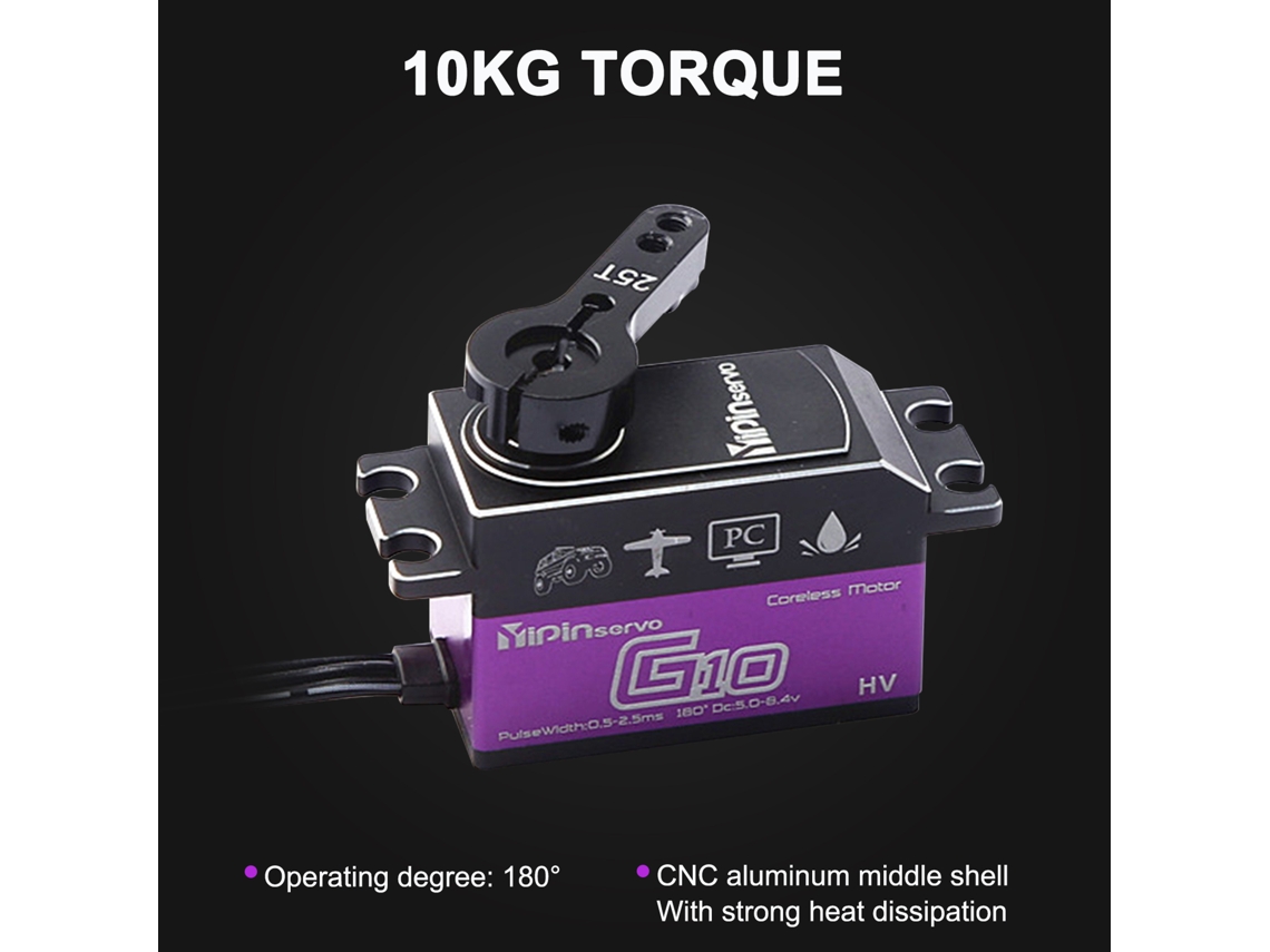 Mali servo Digital Yipinservo 10kg Engrenagem Metal À Prova D'água para Carros Rc Robôs 1/8 1/10 Escala