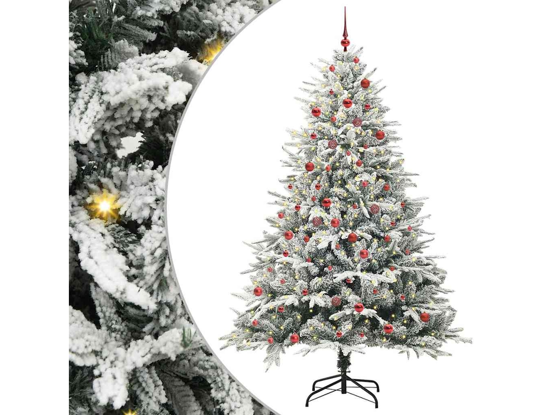 Vidaxl Árvore De Natal Artificial Pré-iluminada Com Conjunto De Bolas