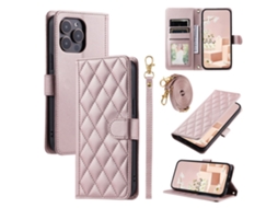 Capa Pega Para Iphone 14 Pro Pele Sintética Rosa