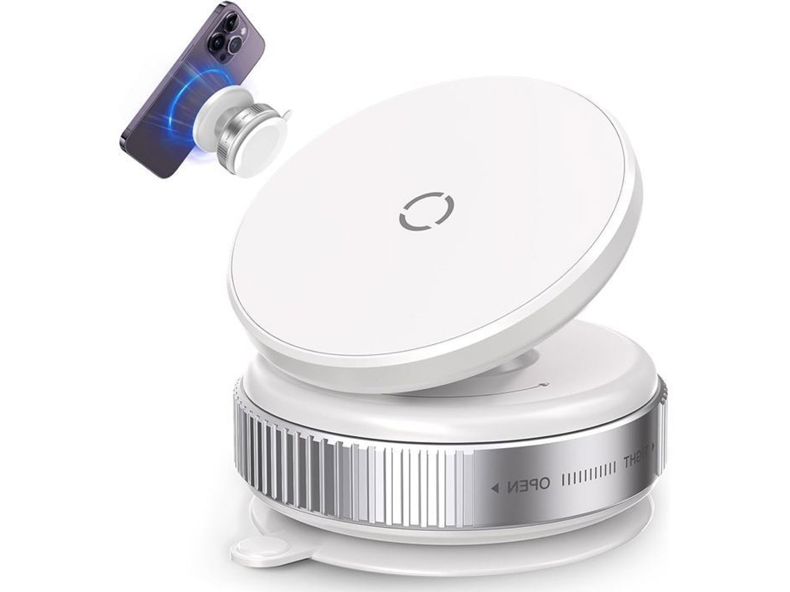 Suporte Magnético Para Celular - Branco - Rotação 360° - Antiderrapante - Leve - Multiuso