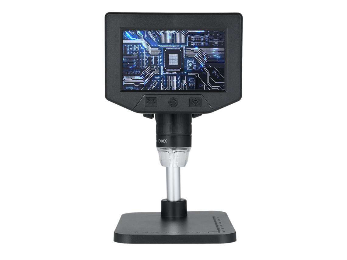 Microscópio digital 4.3 polegadas 1080p, câmera de inspeção 1x-1000x com 8 LEDs para reparo eletrônico e colecionadores S/MARCA