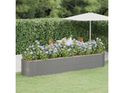 Vidaxl Canteiro Elevado Jardim 368x80x68cm Aço Galvanizado Cinzento