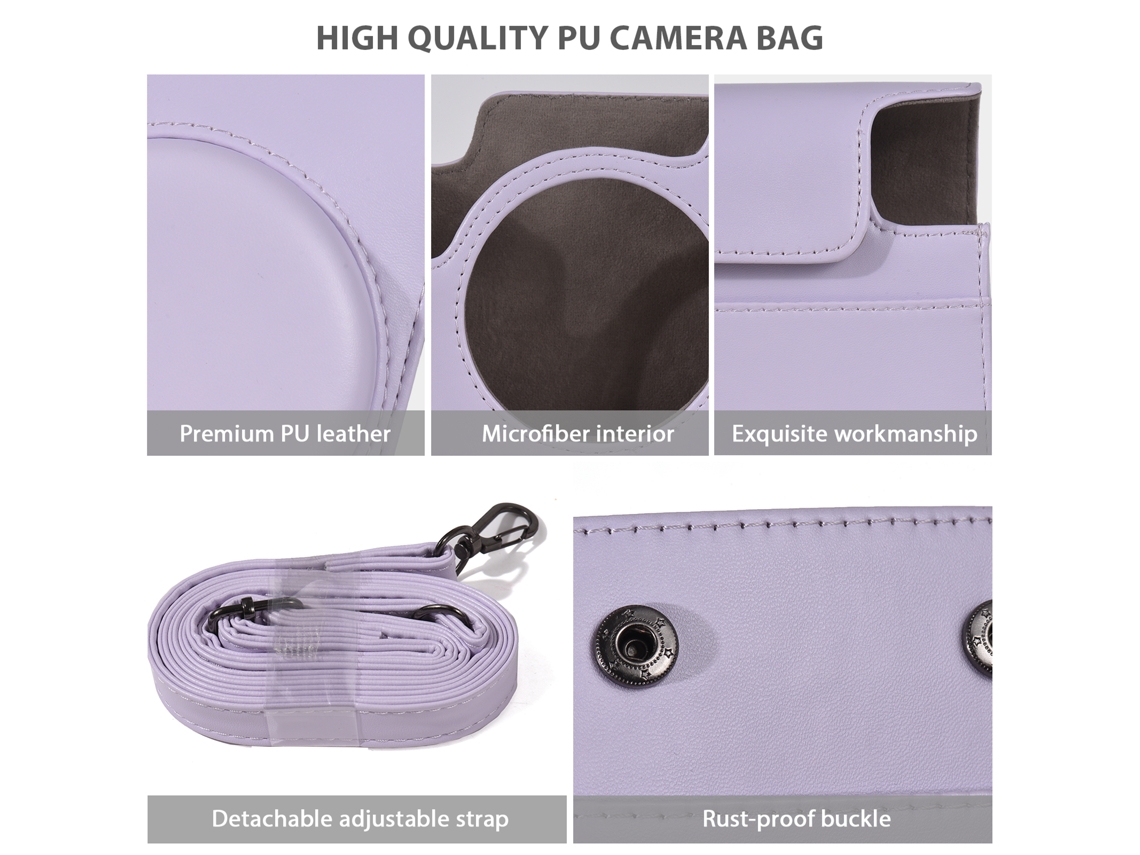 Instant Camera Protective Case Pu Leather Camera Storage Bag With Removable Adjustable Shoulder Strap Replacement For Fujifilm Instax Mini 12