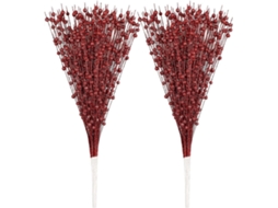 Rebe 10 Ramas de Frutos Artificiales Con Purpurina Rojas 15,7 Pulgadas para Decoración Navideña