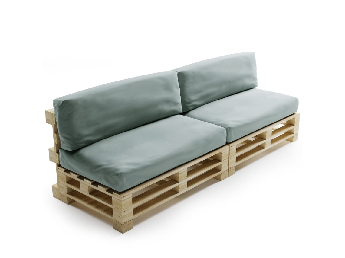 Almofada Amovível Para Paletes Conjunto Poliéster Bananair 120x80cm/120x40cm Cinzento Claro