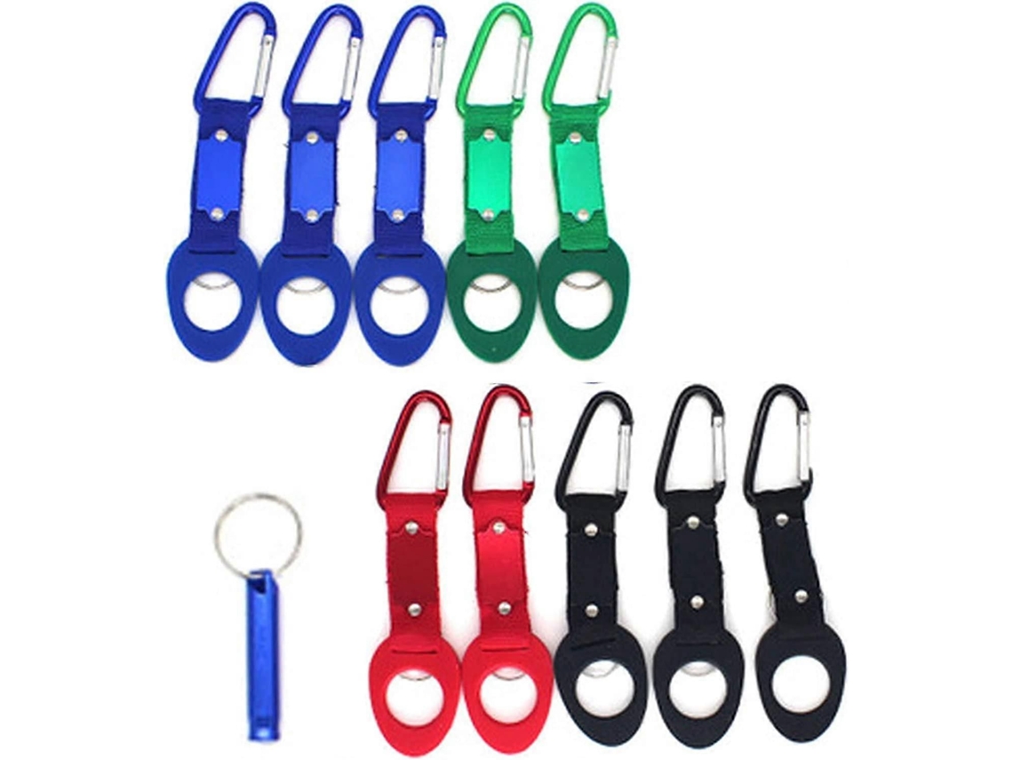 10 Ganchos De Garrafa Com Apito E Mosquetão De Silicone