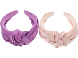 Conjunto de 2 elásticos de cabelo sem textura para mulheres e adolescentes, com núcleo vermelho e rosa.