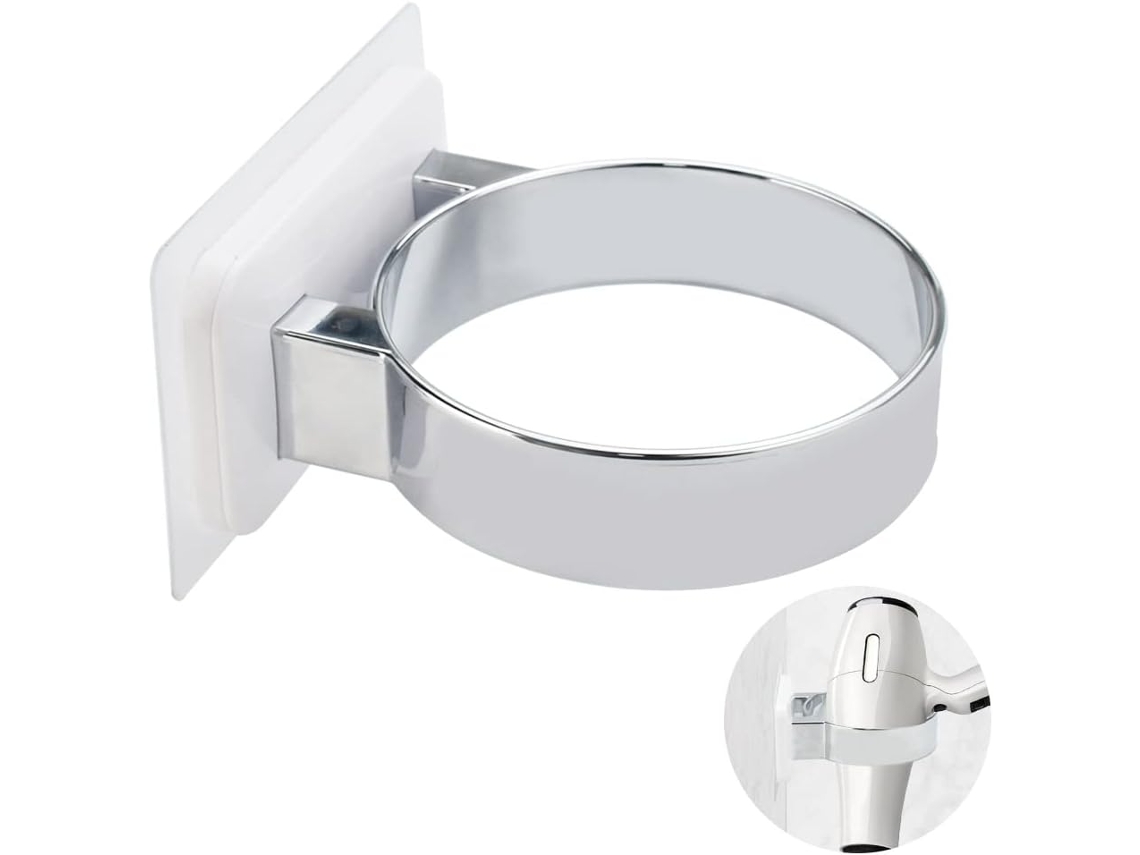 Suporte De Parede Para Secador Cabelo Em Pvc, Prateleira Autoadesiva Banheiro E Vaso Sanitário, Sem Necessidade Furos.