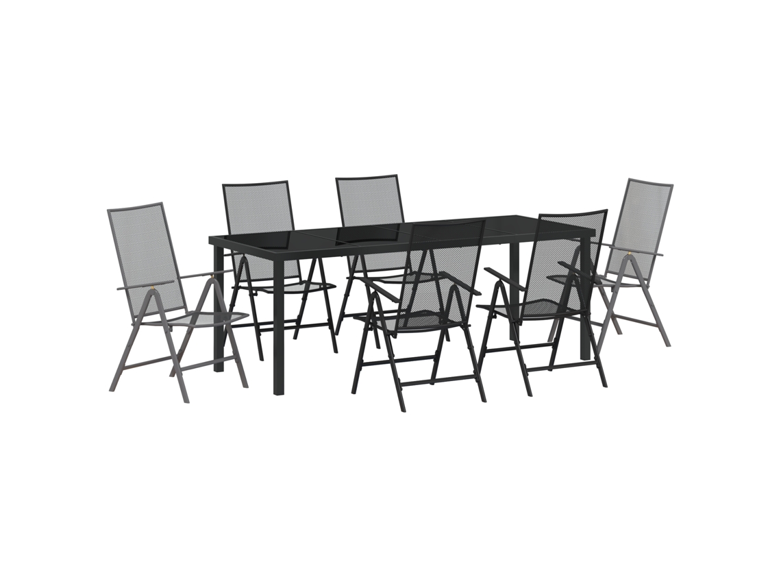Conjunto 7 Conjunto De Jantar Para Jardim Vidaxl Antracite Aço Revestido A Pó (200 X 80 X 73 Cm)