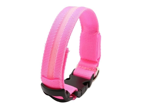 Coleira de Cachorro Ajustável Led Nylon 2 5 * 48 Cm Rosa HOMDOX
