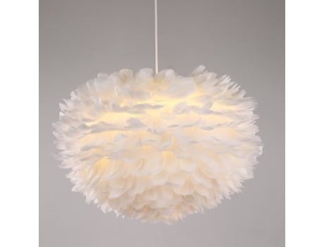 Lustre Suspenso Moderno E27 Em Plumas 30cm 40w Branco Forma Coração Para Iluminação Decoração Petites Ecrevisses