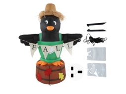 Decoração Inflável Pinguim Espantalho com Luz Led para Festival da Colheita | S/MARCA