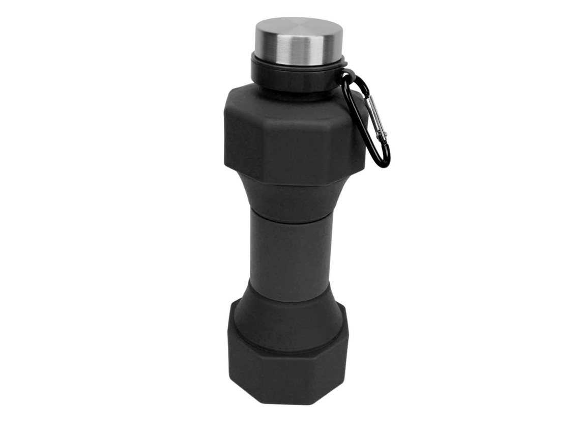 Garrafa de Água Plegável 650ml Dumbbell Preta