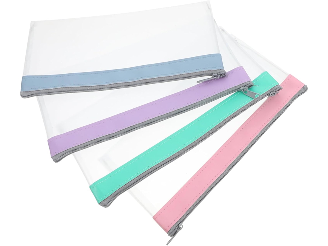 Conjunto De 4 Carteiras Transparentes Foscas Com Zíper Para Guardar Envelopes E Cheques, Ideal Para Gokoco