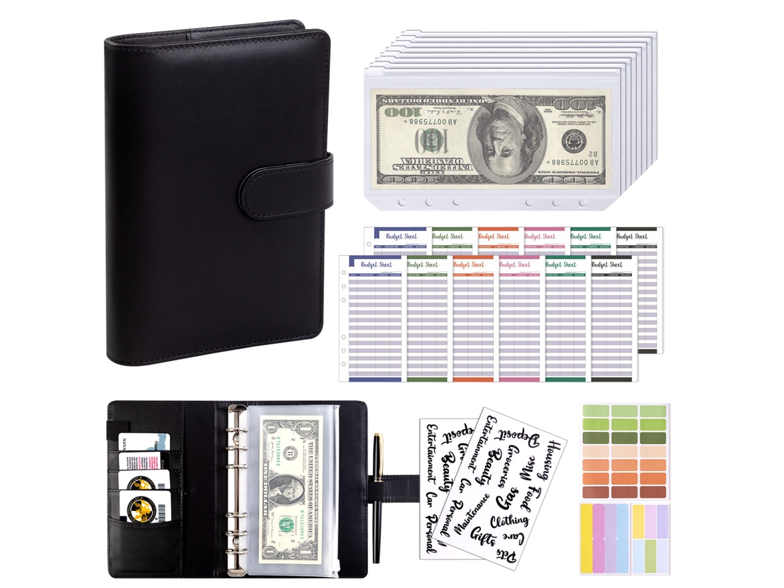A6 Macaron Pu Leather Binder Cash Envelope Budget Notebook Household Ledger Money Saving Organizer With Zipper Pouch