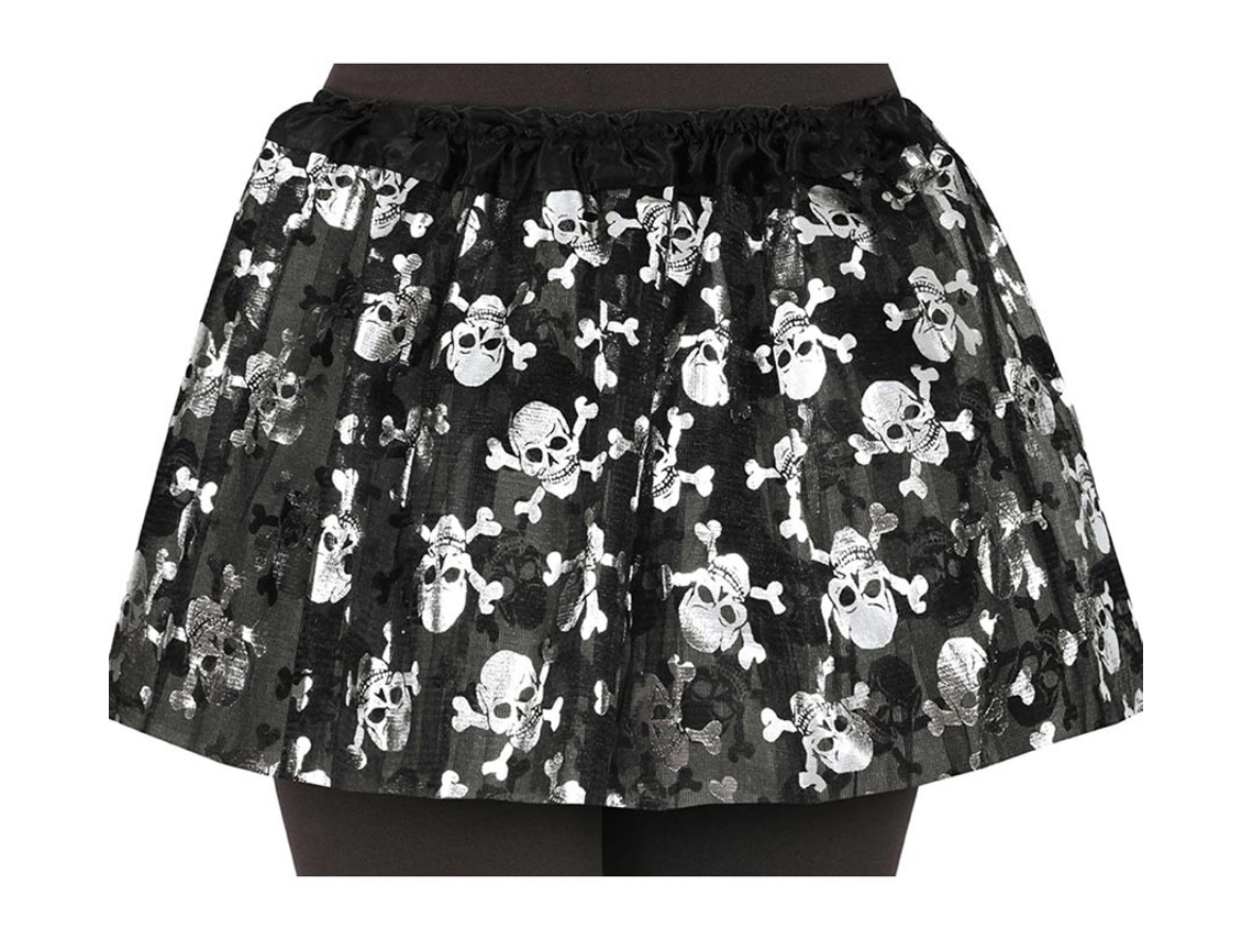 Tutu pirata preto com caveiras para crianças 30 cm