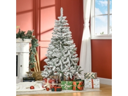 Árvore de Natal Artificial 150 Cm com Neve Ignífugo e 358 Ramos Folhas Pvc Abertura Automática Base Dobrável Verde