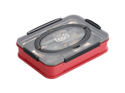 2026 bento Box Niños Acero Inoxidable 4 Compartimentos Tapa Sellada Portátil Rojo