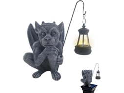 Estátua de Gárgula para Jardim Escultura Externa, Estatueta de Dragão, Ornamento Solar para Jardim, Poste de Cerca, CHABERLU