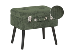 Tamborete Vintage Em Formato De Mala Beliani Mallard De Bombazine Verde Escuro 52x36x46