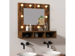 Vidaxl Armário Espelhado Com Led 60x31,5x62 Cm Carvalho Fumado