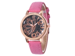 Reloj De Moda Unisex Cuarzo Dial Redondo Correa De Cuero Rosa