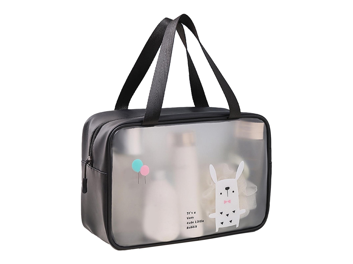 Bolsa de Maquiagem Transparente Estampa Cartoon À Prova D'água Preta