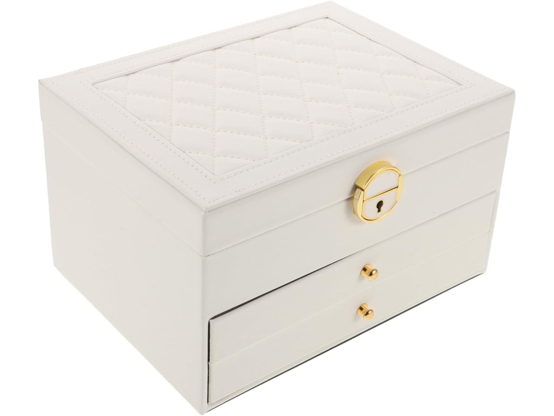 Elegante Caixa Organizadora De Joias Branca De 3 Camadas Com Compartimentos Espaçosos E Fecho.