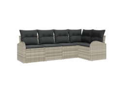 Conjunto 5 Móveis Para Exterior Vidaxl Cinzento-claro Vime Pe