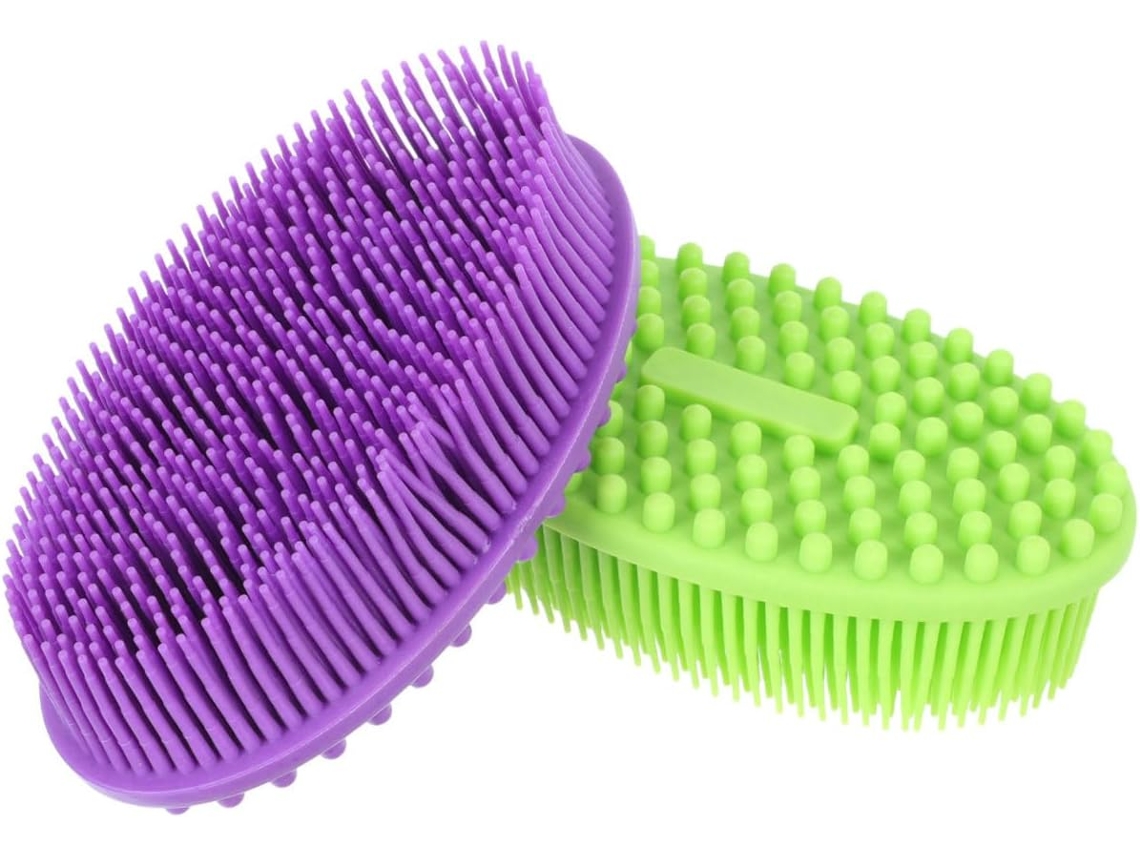 Conjunto De 2 Escovas Silicone Para Banho, Escova De Massagem Para Lavar O Cabelo