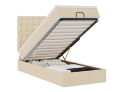 Cama Otomana com Colchão 100x200 Cm Tecido Creme MAISON EXCLUSIVE