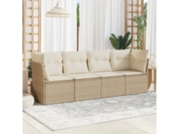 Conjunto de Móveis de Jardim HARLANV1 com 4 peças, sofás com almofadões Vime vidro