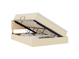 Cama com Arrumação e Led e Colchão Creme em Tecido MAISON EXCLUSIVE (140x200 cm)