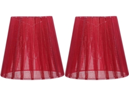 Conjunto De 2 Abajures De Tecido Vermelho Translúcido Com Clipe