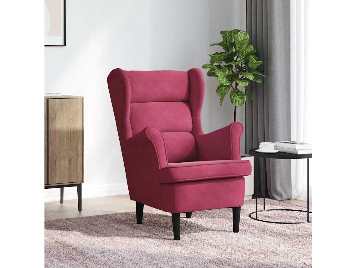 Vidaxl Poltrona Em Veludo Vermelho Tinto