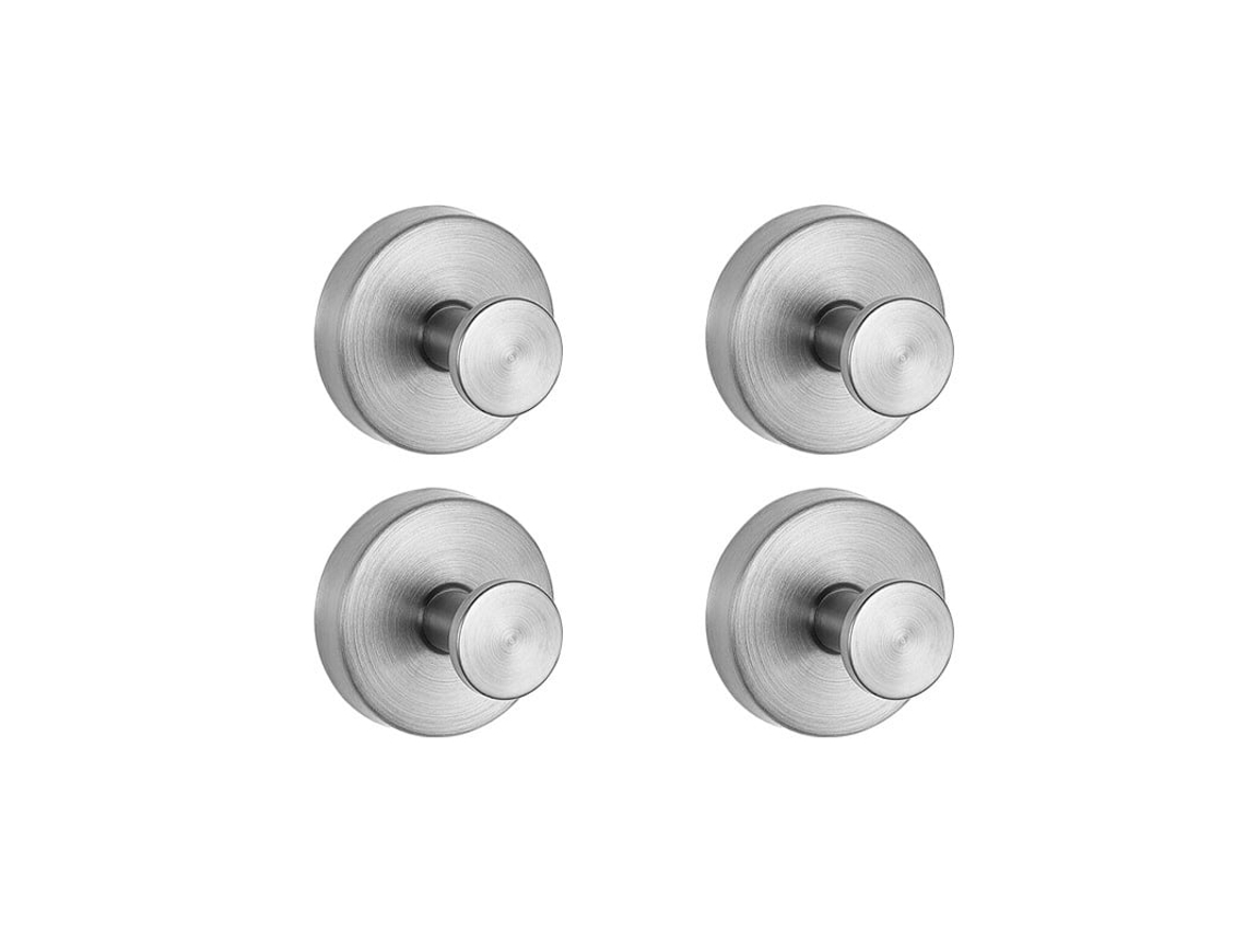 Conjunto de 4 Ganchos Parede com Ventosa, Cor Prata BRILVIBERA