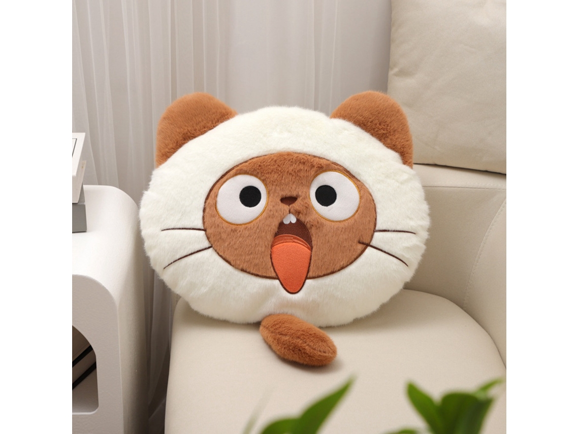 Almofada de Pelúcia Gato Cinza Brinquedo de Pelúcia com Cabeça Grande, Decoração Fofa e Companhia CHABERLU