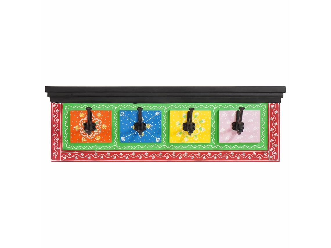 Conjunto 1 Cabideiro Vidaxl Preto Madeira De Mangueira Maciça (80 X 25 X 2 Cm)