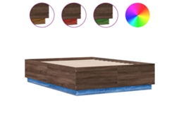 Estrutura Cama com Luzes Led Derivados Madeira Carvalho Castanho MAISON EXCLUSIVE