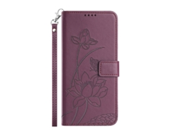 Capa-carteira Para Honor 600 Smart Com Motivo De Lótus Oriental E Alça De Pulso