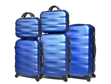 Celims Conjunto De 5 Malas | Cabine Média Grande 2x Necessaire | 55cm 65cm 75cm | Cadeado Integrado | Abs | Azul Celims France