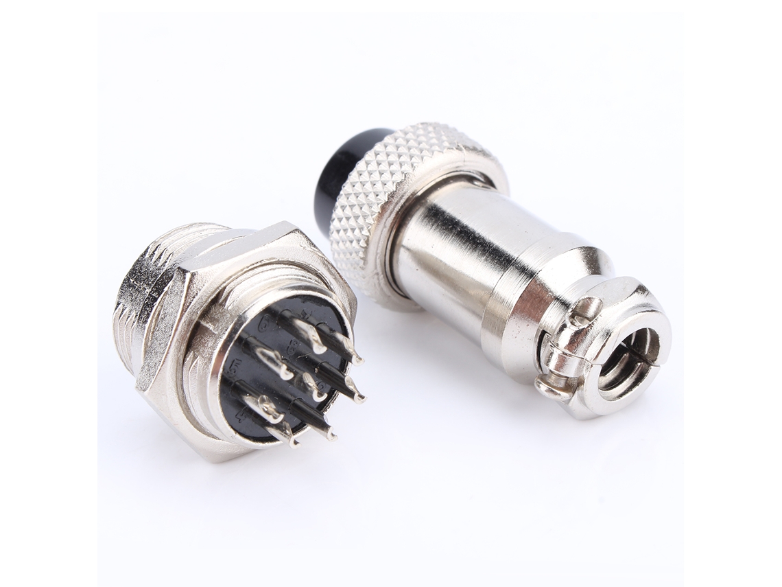 Conector De Plugue E Tomada Aérea Eléctrico Gx16 De 8 Pinos Tipo Parafuso - Novo (1 Conjunto)