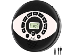 Leitor Cd Portátil Para Boombox Com Base Antiderrapante, Bateria Recarregável, Dois Alto-falantes