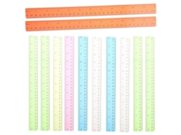 Conjunto Nuobesty com 12 réguas de plástico coloridas de 30 cm, leves e reutilizáveis, para estudantes, com design criativo.