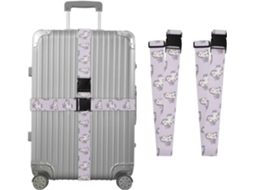 Conjunto De 2 Cintas Bagagem Com Estampa Unicórnio Roxo E Flor Roxa, Ideais Para Viagens, Escola E Negócios, Tanto Para