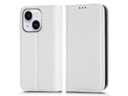 Capa Para Iphone 14 Pele Sintética Magnética Branco