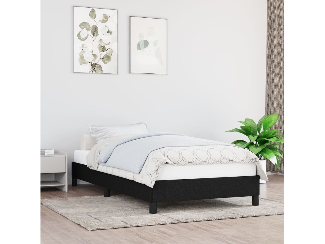 Estrutura De Cama Sem Colchão 90x190 Cm Tecido Preto