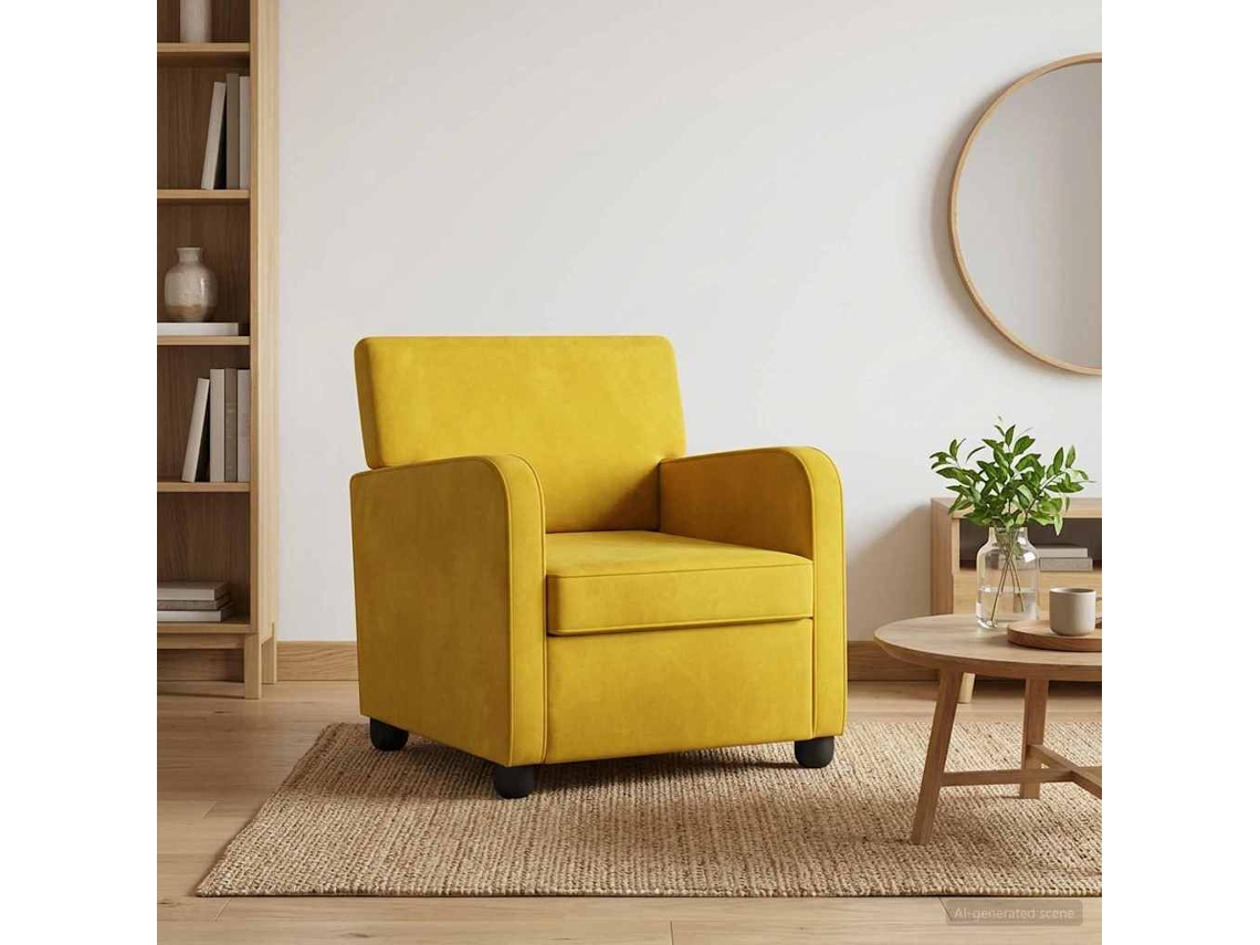 Vidaxl Poltrona Amarelo Veludo