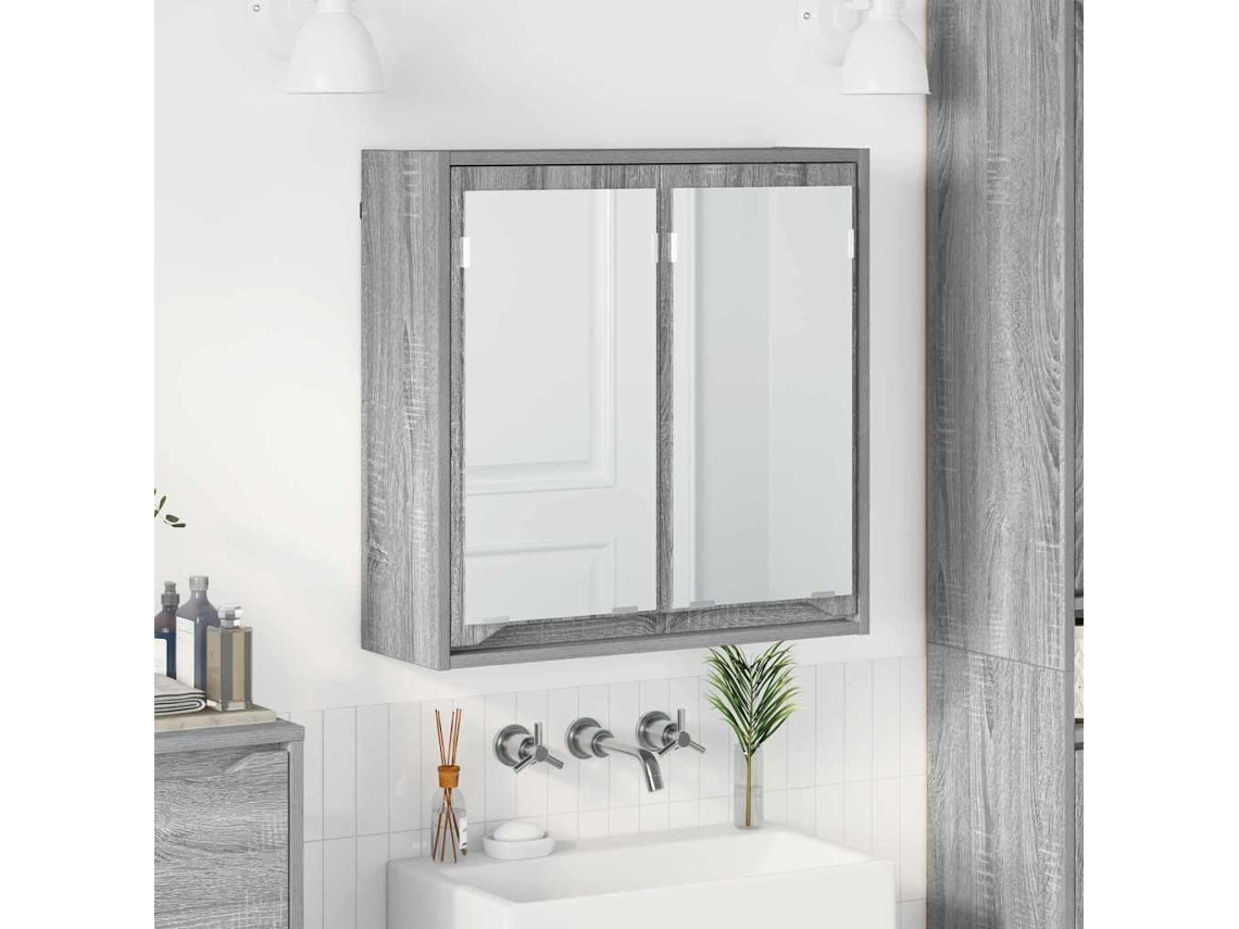 Vidaxl Armário De Espelho Para Banheiro Cinza Sonoma 60 X 20 X 60 Cm