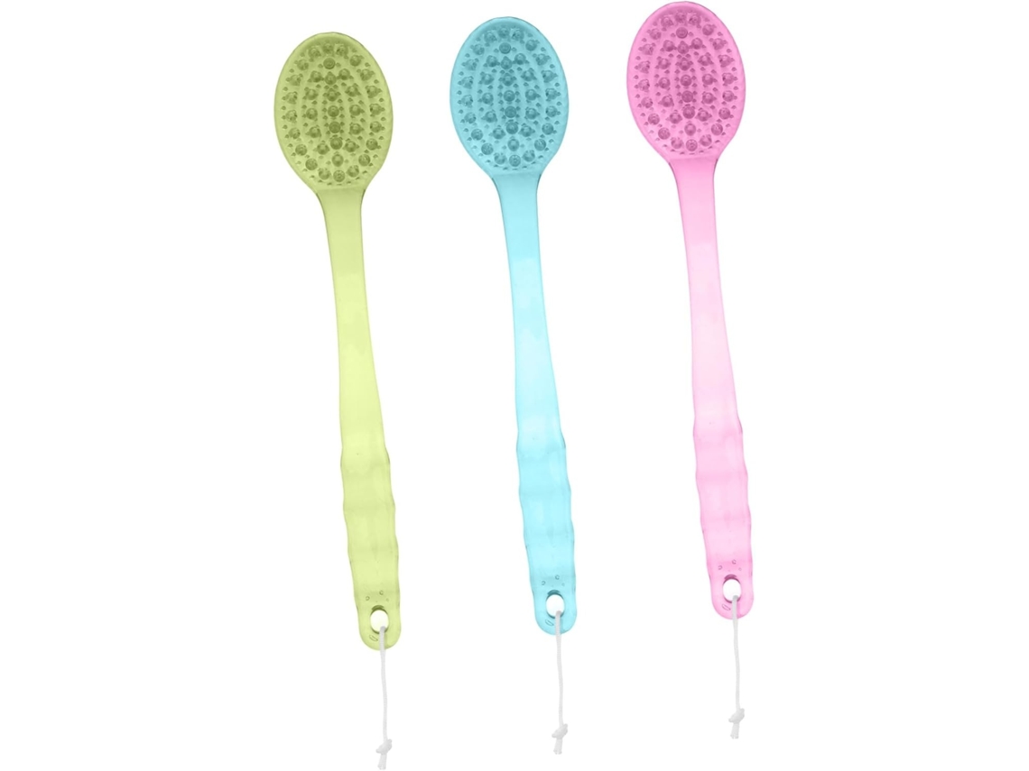 Lurelia Kit De 3 Escovas Esponja De Banho De Cuidado Corporal, Cabo Longo, Massagem Suave E Cor Verde E Vermelho
